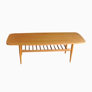 Beech Coffee Table with Magazine Rack, 1970s