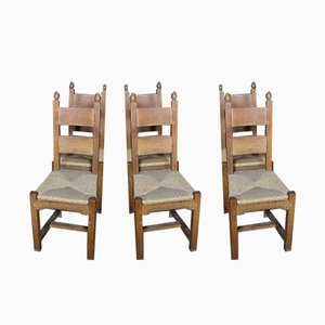 Antique XX Oak Chairs, Set of 6