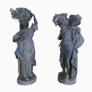 Antike Herrscher Statuen von A. Carrier-Belleuse, 2er Set