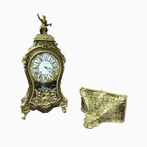 Orologio XVIII antico con intarsio marrone