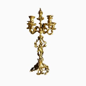 Antike XIX Kerzenhalter aus vergoldeter Bronze, 2er Set
