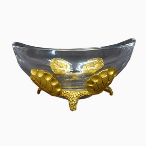 Tazza antica in cristallo e bronzo