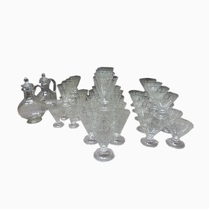 Bicchieri antichi in cristallo, set di 44