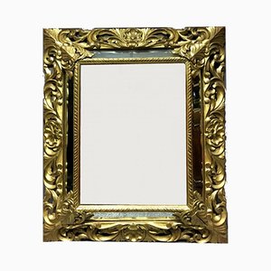 Espejo Napoleon III antiguo grande de madera dorada