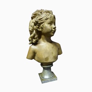 After Houdon, Bust of Child, Terracotta on Marble Base
