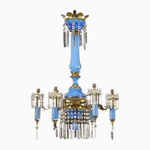 Antique Napoleon III Blue Opaline Chandelier