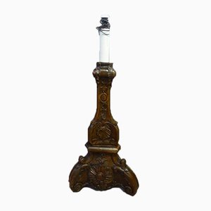 Pied de Lampe Antique en Noyer