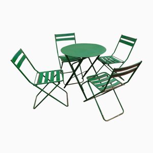 Sedie da giardino pieghevoli vintage, anni '30, set di 5