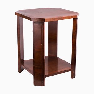 Small Art Deco Octagonal Walnut Veneer Side Table, 1930s