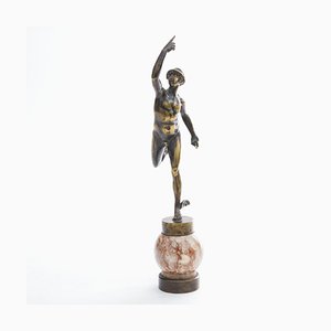 Escultura Art Déco de mármol y bronce de Hermes, años 20
