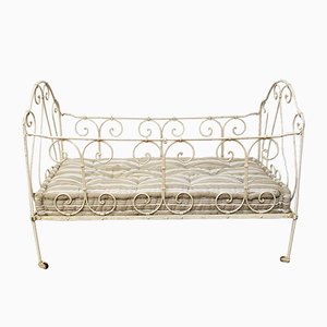 Lacquered Metal Crib with Cotton Mattress, 1920s