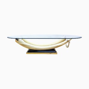 Mid-Century French Faux Ivory Tusk Coffee Table, 1970s