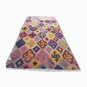 Alfombra Kilim de Oriente Medio rústica vintage de 275x132 cm