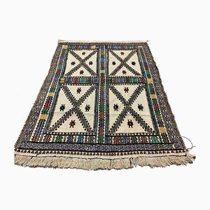 Alfombra Kilim turca vintage mediana de lana en bruto de 160x124 cm