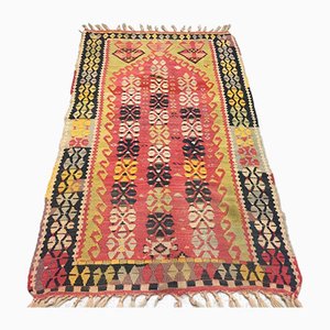 Türkischer Vintage Shebby Kilim Teppich aus Wolle 150x88cm