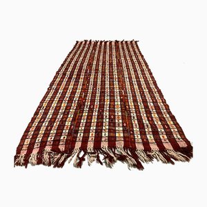 Alfombra Kilim turca vintage grande de lana tejida 256x140 cm