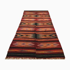 Großer schäbiger türkischer Vintage Kilim Teppich 345x170 cm