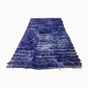Alfombra turca vintage de lana azul 200 x 125 cm