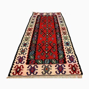 Türkischer Vintage Serbischer Kelim Pirot Teppich aus Shahbello Wolle 200 x 100 cm