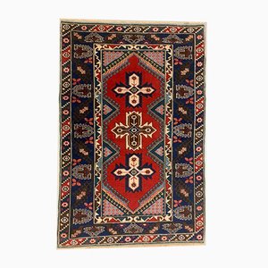 Tappeto tribale vintage colorante con superficie a forma di tacchino 195x128 cm, Turchia