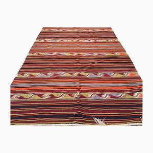 Türkischer Vintage Kelim-Teppich mit schäbiger Wolle 390x150cm