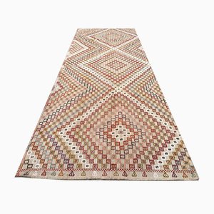 Alfombra Kilim turca vintage de lana de 313x108 cm