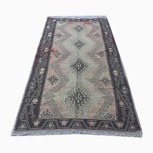 Alfombra Kilim turca vintage de lana tejida 270x141 cm