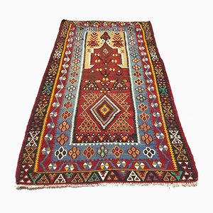Türkischer Vintage Kilim Teppich mit Shabby Wollarien 166x93 cm