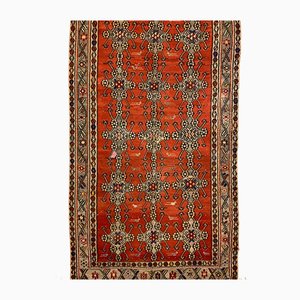 Tappeto Kilim grande vintage in lana rossa e nera, Turchia, 375x214 cm