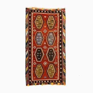 Tappeto Kilim vintage rosso e nero, Turchia