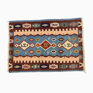 Alfombra Kilim turca Oushak mediana en lana raída 162x105 cm