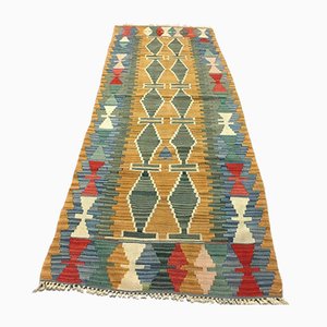 Türkischer Vintage Kilim Runner Teppich aus schäbiger Wolle 220 x 78 cm