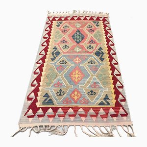 Tapis Kilim Vintage Motif Maison de Campagne, Turquie