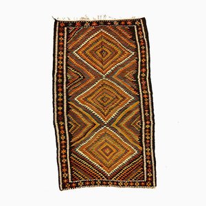 Großer türkischer Bakhtiari Kilim Teppich aus türkischer roter, schwarzer & brauner Wolle