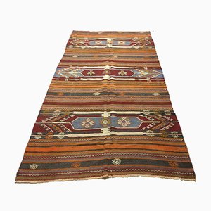 Alfombra Kilim turca vintage grande de lana de país