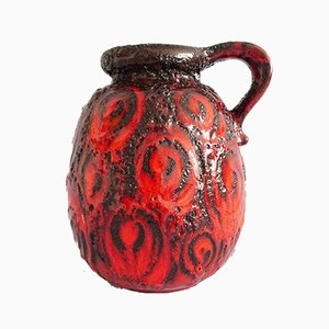 Vaso Fat Lava grande smaltato rosso di Scheurich, Germania, anni '60