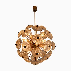 Brass Floral Chandelier in the Style of Emil Stejnar, 1960s