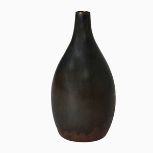 Schwarze Steingut Vase von Carl-Harry Stålhane für Rörstrand, 1950er