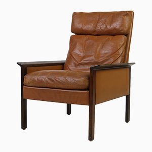 Mid-Century Rosewood & Leather Armchair by Hans Olsen for CS Mobelfabrik