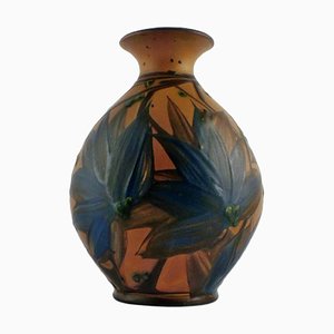 Glazed Dark Blue Stoneware Vase by Kähler for HAK, 1930s