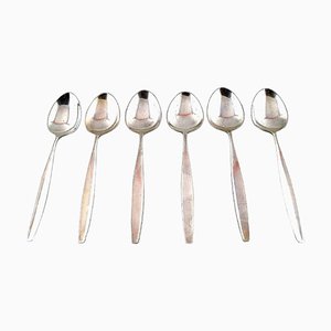 Sterling Silver Cypres Serving, Soup & Dessert Spoons from Georg Jensen, Set of 6