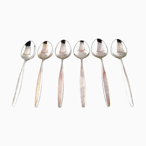 Sterling Silver Cypres Serving, Soup & Dessert Spoons from Georg Jensen, Set of 6