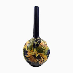 Vase Art Nouveau à Col Vene en Faïence Décoré de Fleurs de Rörstrand, Début 20ème Siècle