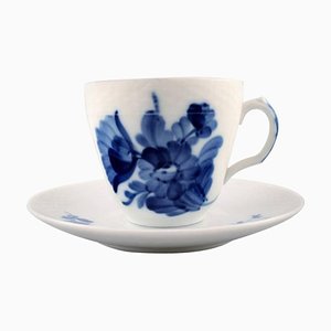 Tasses à Espresso et Fleurs Bleu Tressé à Espresso de Royal Copenhagen, 1968, Set de 26