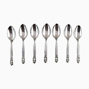 Sterling Silver Acorn Spoons from Georg Jensen, 1940s, Set of 7