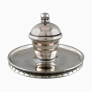 Antique Ink Well in Sterling Silver with Glass Insert from Georg Jensen