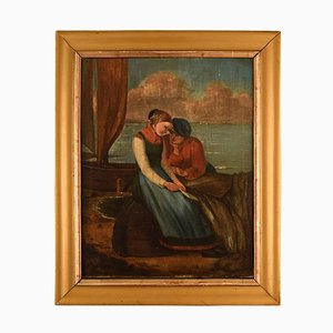 Romantic Couple Young Couple Oil on Canvas, 19th Century