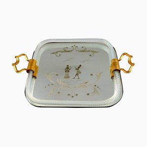 Plateau Murano Rectangulaire avec Plateau Miroité, Italie, 20ème Siècle