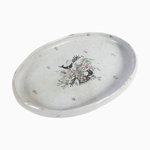 Oval Platter Decorated with a Flower Basket by Bjørn Wiinblad, 1950s