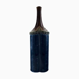 Grand Vase en Céramique Décoré Bleu et Marron par Bjørn Wiinblad pour Rosenthal, 20ème Siècle